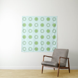 Pastel Green and Grey Geometric Pattern Tapestry