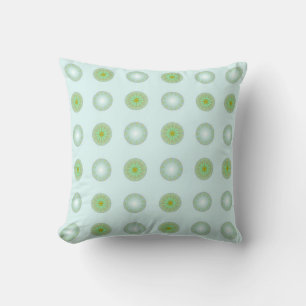 Pastel Green and Grey Geometric Pattern Throw Pillow