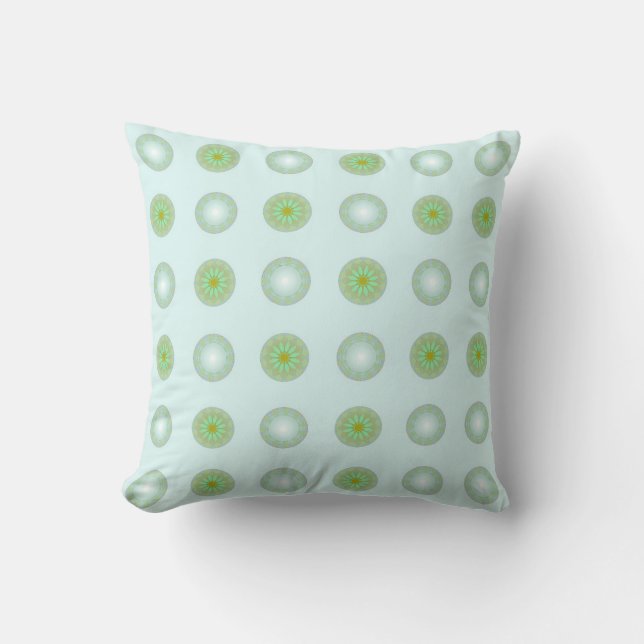 Pastel Green and Grey Geometric Pattern Throw Pillow (Front)