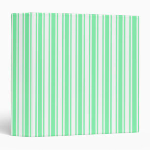 Pastel green and white candy stripes binder