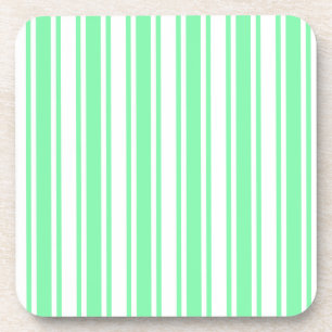 Pastel green and white candy stripes coaster