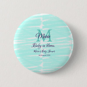 Pastel green baby in bloom monogram baby shower te 2 inch round button