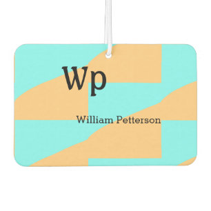 Pastel green blue add name monogram letter title air freshener