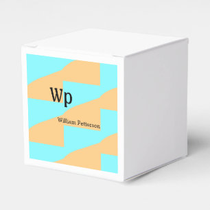 Pastel green blue add name monogram letter title favor box