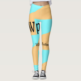 Pastel green blue add name monogram letter title leggings
