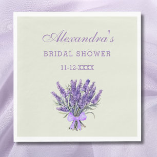 Pastel Green Bow Floral Lavender Bridal Shower Napkin