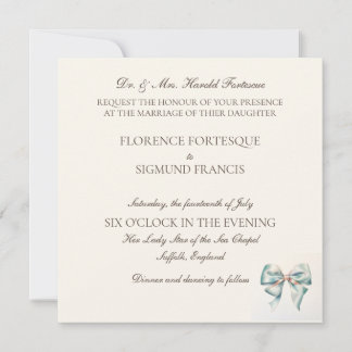 Pastel Green Bow Vintage années 1940 Faire-part de