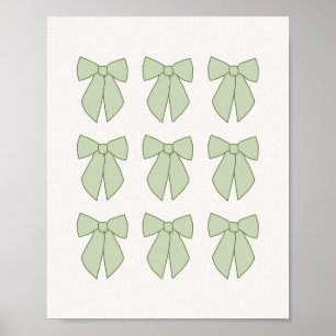Pastel Green Bows Coquette Poster