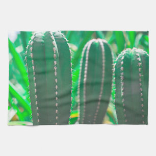 Pastel Green cactus plant leaves Kitchen Towel