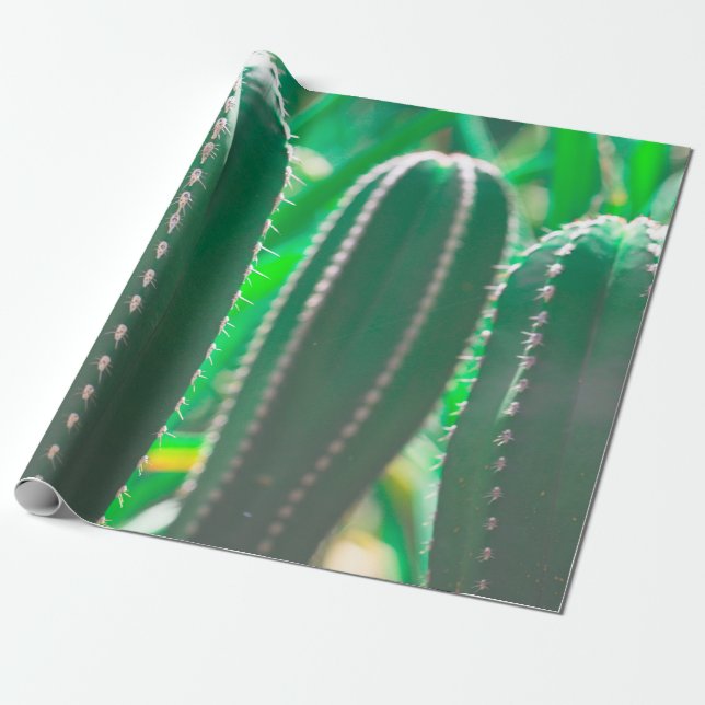 Pastel Green cactus plant leaves pastel Wrapping Paper (Unrolled)