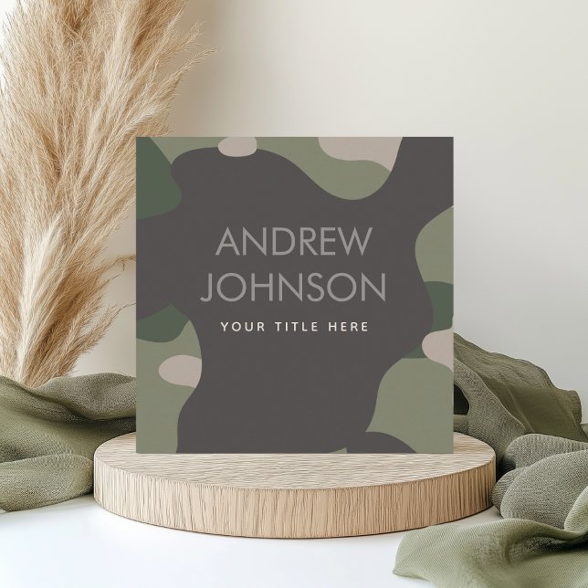 Pastel Green Camouflage Military Style Pattern Square Business Card (Creator Uploaded)