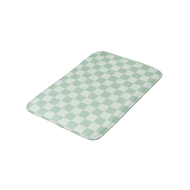 Pastel Green Chequerboard Bath Mat (Angled)