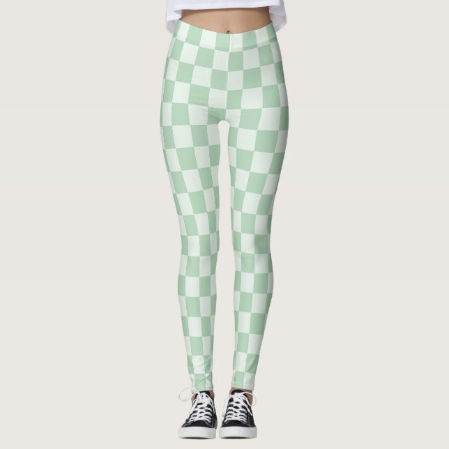 Pastel Green Chequerboard Leggings (Front)
