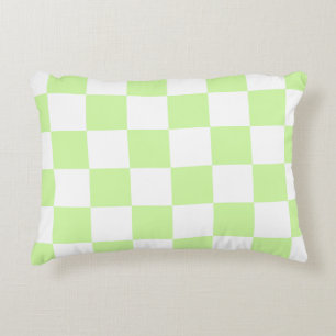 Pastel Green Chequered Gingham Pattern Accent Pillow