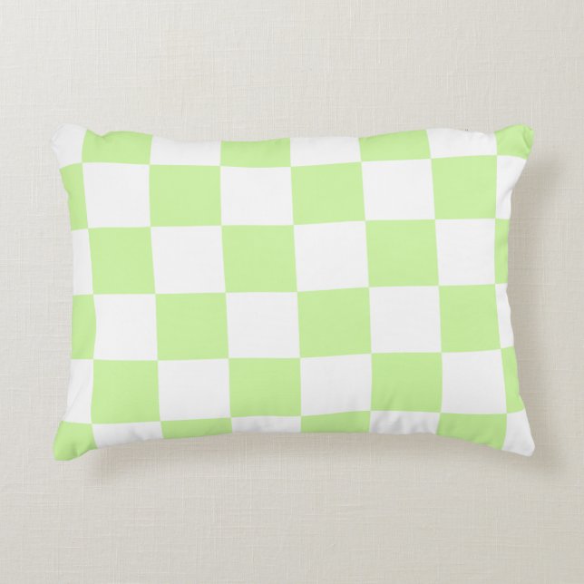 Pastel Green Chequered Gingham Pattern Accent Pillow (Front)