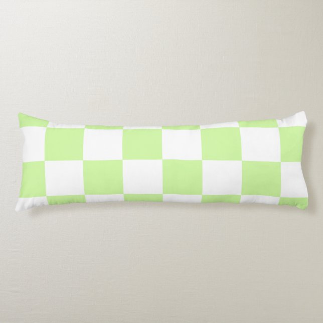 Pastel Green Chequered Gingham Pattern Body Pillow (Front)