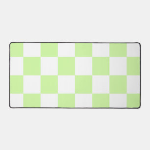 Pastel Green Chequered Gingham Pattern Desk Mat
