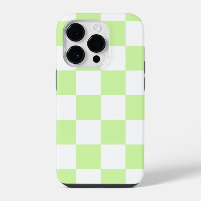 Pastel Green Chequered Gingham Pattern iPhone Case (Back)