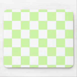 Pastel Green Chequered Gingham Pattern Mouse Pad