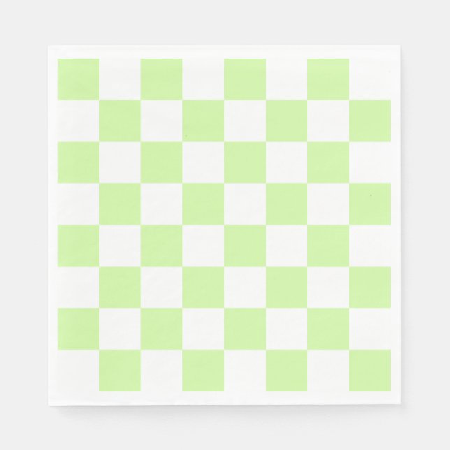 Pastel Green Chequered Gingham Pattern Napkin (Front)
