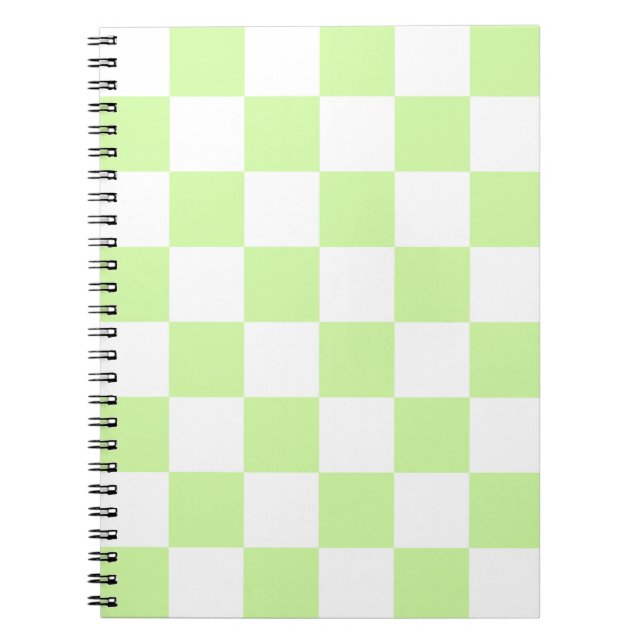 Pastel Green Chequered Gingham Pattern Notebook (Front)