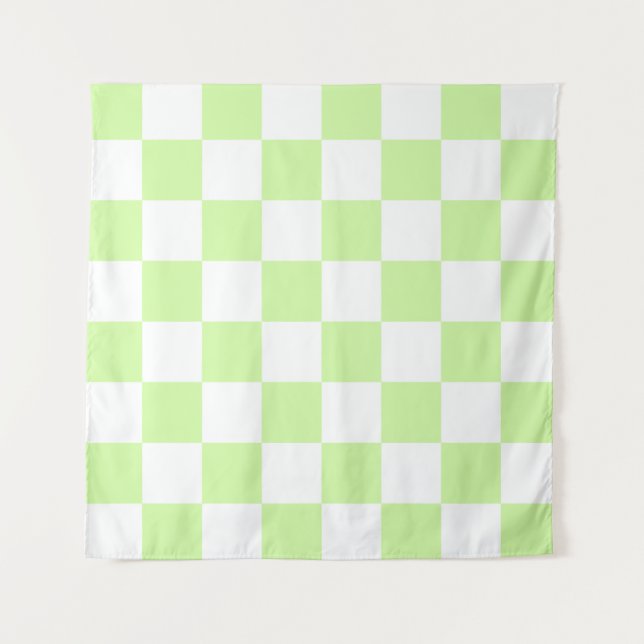 Pastel Green Chequered Gingham Pattern Tapestry (Front)