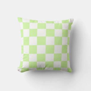 Pastel Green Chequered Gingham Pattern Throw Pillow