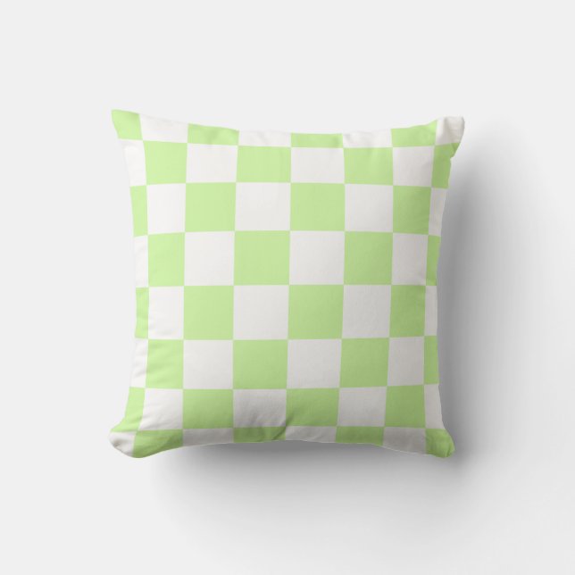 Pastel Green Chequered Gingham Pattern Throw Pillow (Front)