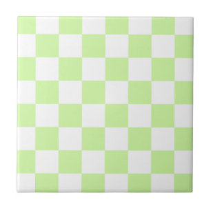 Pastel Green Chequered Gingham Pattern Tile