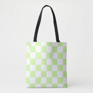 Pastel Green Chequered Gingham Pattern Tote Bag
