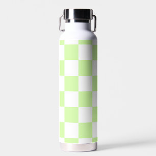Pastel Green Chequered Gingham Pattern Water Bottle