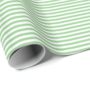 Pastel Green Colour Stripes Vacation Summer Garden Wrapping Paper