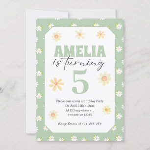 Pastel Green Daisy Birthday Invitation Any Age