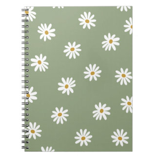 Pastel Green Daisy Flower Notebook