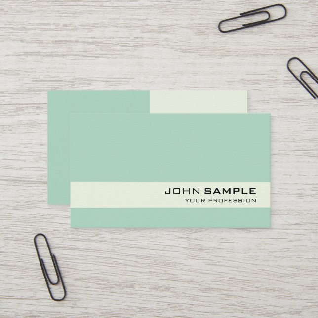 Pastel Green Elegant Modern Professional Simple Business Card (Front/Back In Situ)