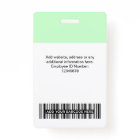 Pastel Green Employee Photo, Bar Code, Name