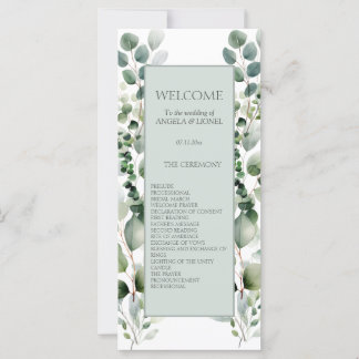 Pastel Green Eucalyptus Foliage Wedding Program