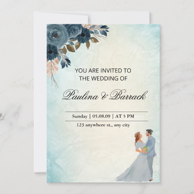 Pastel Green Faire-part de mariage (Devant)