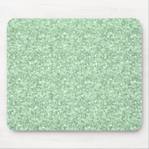 Pastel Green Faux Disco Glitter & Sparkles Mouse Pad