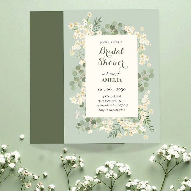 Pastel green floral bridal shower invitation (Creator Uploaded)