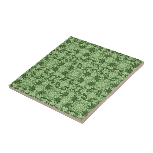 Pastel Green Floral Lace Pattern Trivet (Side)