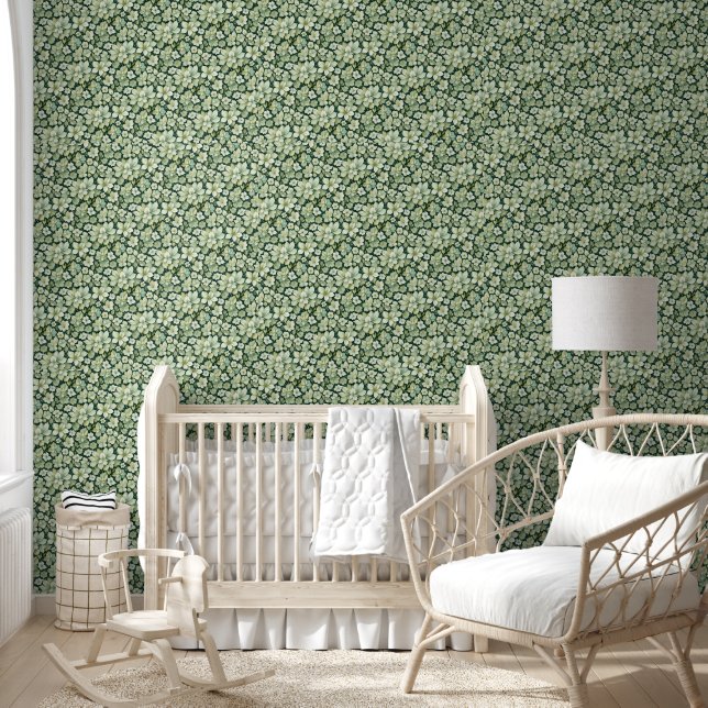 Pastel Green Floral Wallpaper (Kids)