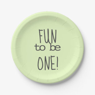 Pastel Green Fun To Be One First Birthday Paper Plate
