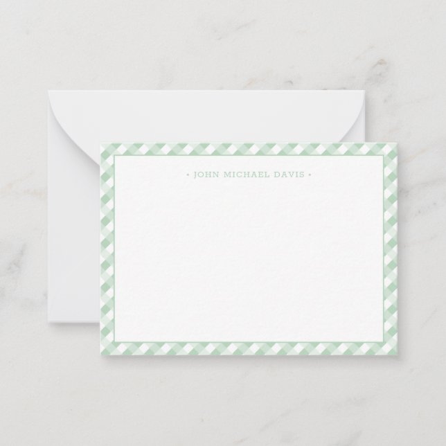 Pastel Green Gingham Children's Card (Front)