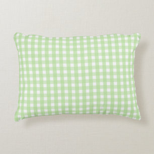 Pastel Green Gingham Pattern Accent Pillow