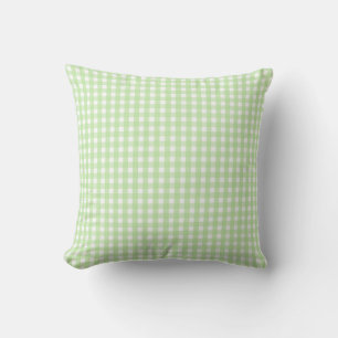 Pastel Green Gingham Pattern Throw Pillow