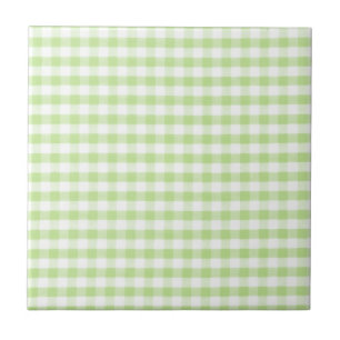 Pastel Green Gingham pattern Tile