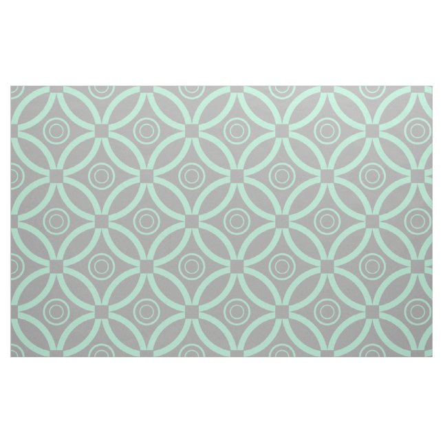 Pastel Green & Grey Retro Geometric  Pattern Fabric (Fat Quarter)