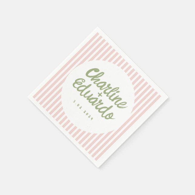 Pastel Green Hand Drawn Retro Wedding Napkins (Corner)