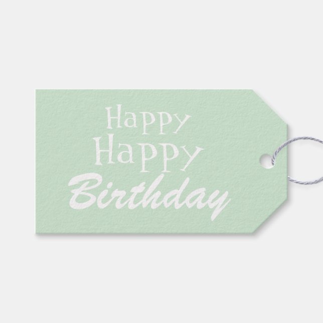 Pastel Green Happy Birthday Gift Tag (Front (Horizontal))